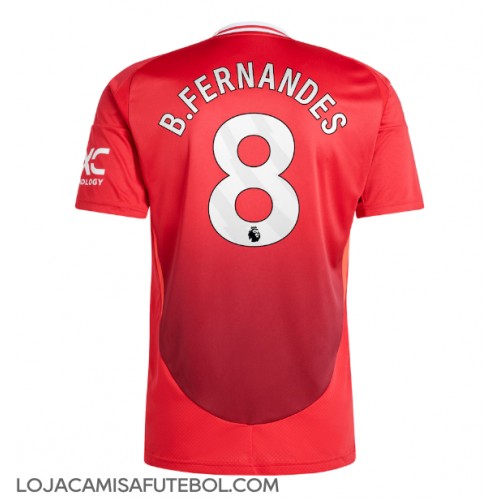 Camisa de Futebol Manchester United Bruno Fernandes #8 Equipamento Principal 2024-25 Manga Curta